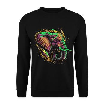 Éléphant Afrique Safari Nature sauvage Néon coloré - Sweat-shirt Unisexe - noir - Devant - Alina (178cm) & Michal (187cm)
