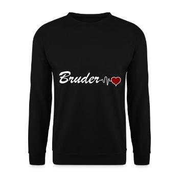 Idée cadeau frère coeur battement de coeur frère - Sweat-shirt Unisexe - noir - Devant - Alina (178cm) & Michal (187cm)