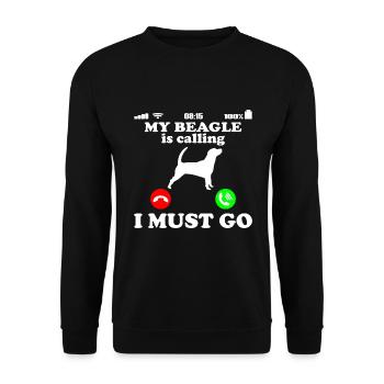 Beagle mon chien appelle l'idée de cadeau en disant - Sweat-shirt Unisexe - noir - Devant - Alina (178cm) & Michal (187cm)