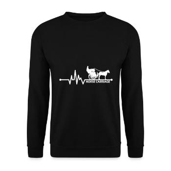 Pferdekutsche Herzschlag für Pferde Kutscher - Unisex Pullover - Schwarz - Vorne - Alina (178cm) & Michal (187cm)