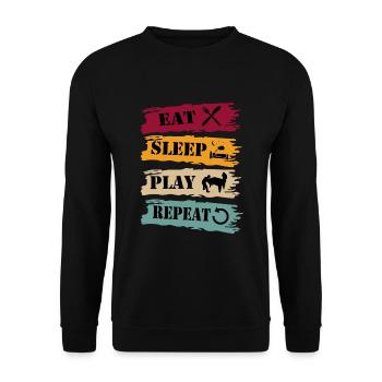 Tischkicker Tischfußball Eat Sleep Repeat Vintage - Unisex Pullover - Schwarz - Vorne - Alina (178cm) & Michal (187cm)