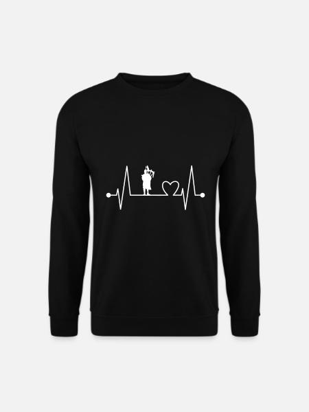 Bagpipes Bagpiper Scotland Heartbeat - Unisex Sweatshirt - black