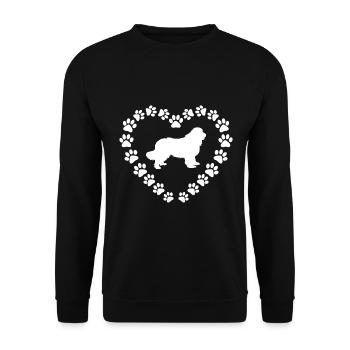 Neufundländer Hunde Pfoten Herz Geschenk - Unisex Pullover - Schwarz - Vorne - Alina (178cm) & Michal (187cm)