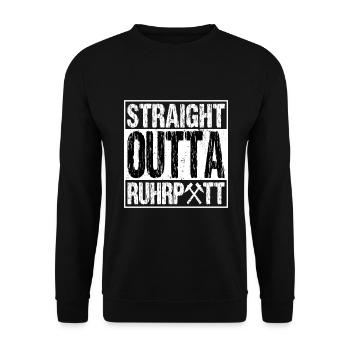 Ruhrpott Ruhrgebiet Mining Straight Outta Shirt - Unisex Sweatshirt - black - Front - Alina (178cm) & Michal (187cm)