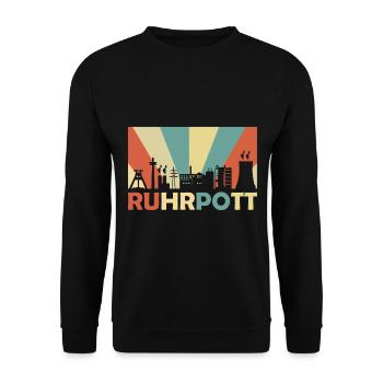 Ruhrpott Ruhrgebiet NRW Skyline Retro Vintage - Unisex Pullover - Schwarz - Vorne - Alina (178cm) & Michal (187cm)