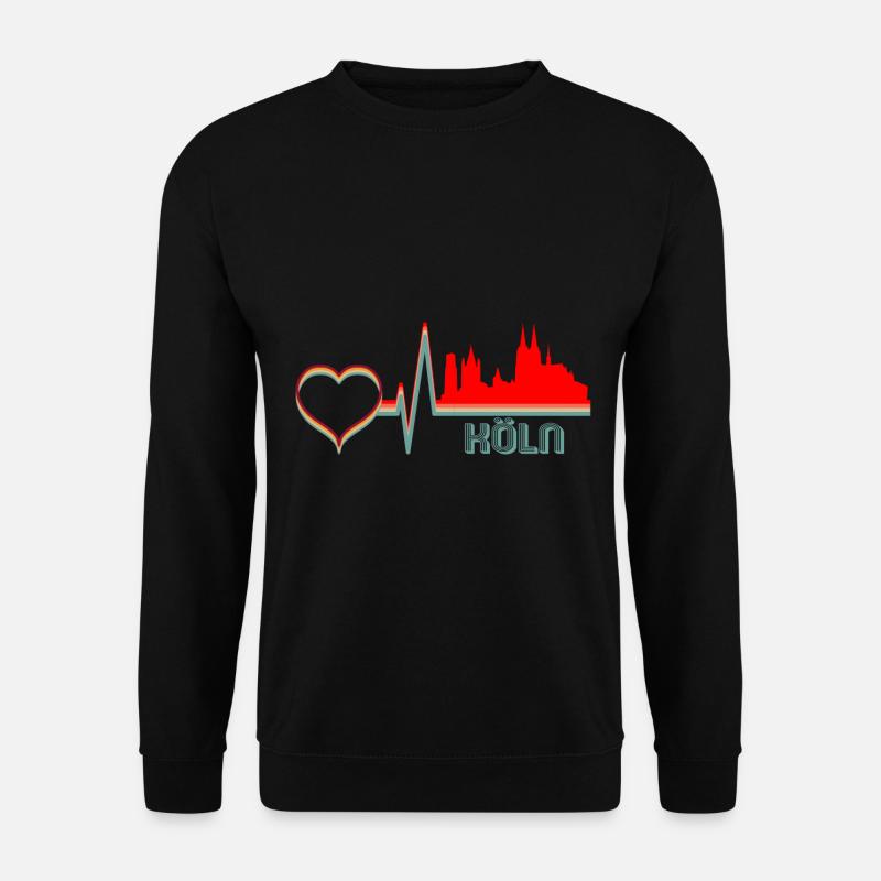 Köln Skyline Stadt Herzschlag Retro Vintage - Unisex Pullover - Schwarz