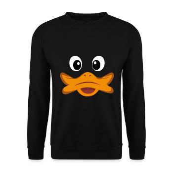 Ente Gesicht Kostüm Fasching Shirt Geschenk Idee - Unisex Pullover - Schwarz - Vorne - Alina (178cm) & Michal (187cm)