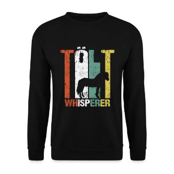 Islandpferd Tölt Flüsterer Retro Vintage Grunge - Unisex Pullover - Schwarz - Vorne - Alina (178cm) & Michal (187cm)