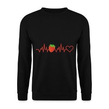 Erdbeere Herzschlag für Landwirte Bauern Kinder - Unisex Pullover - Schwarz - Vorne - Alina (178cm) & Michal (187cm)