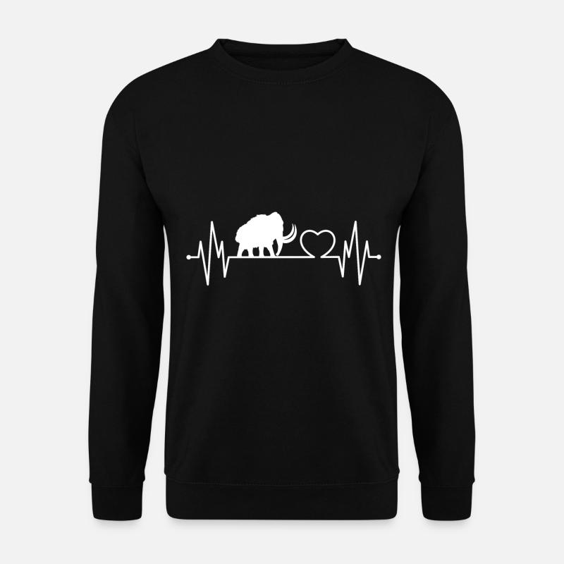 Mammut Elefant Herzschlag für Uhrzeit Fans - Unisex Pullover - Schwarz