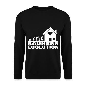 Bauherr Evolution lustig für Männer Richtfest - Unisex Pullover - Schwarz - Vorne - Alina (178cm) & Michal (187cm)