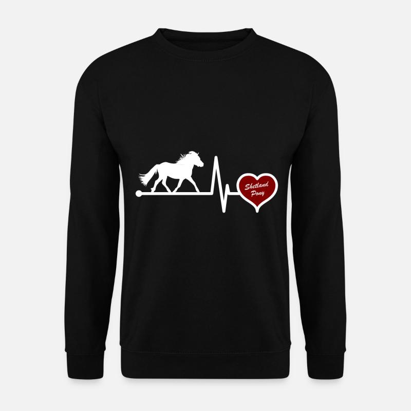 Shetland Pony Pferd Herzschlag für Pferdereiter - Unisex Pullover - Schwarz