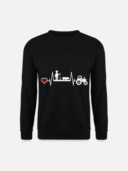 Landwirt Schweine Ferkel Herzschlag für Bauern - Unisex Pullover - Schwarz