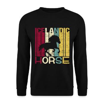 Islandpferd Tölt Isländer Retro Vintage Silhouette - Unisex Pullover - Schwarz - Vorne - Alina (178cm) & Michal (187cm)