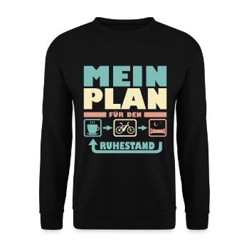 Rente Ruhestand E-Bike Fahrrad für Rentner Opa - Unisex Pullover - Schwarz - Vorne - Alina (178cm) & Michal (187cm)