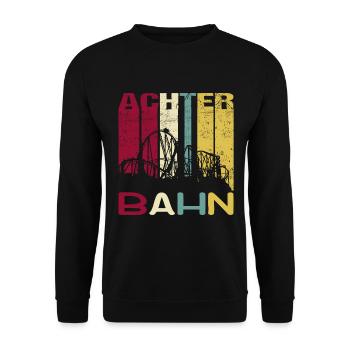 Achterbahn Freizeitpark Retro Vintage Silhouette - Unisex Pullover - Schwarz - Vorne - Alina (178cm) & Michal (187cm)