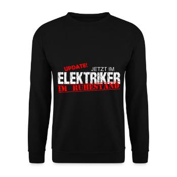 Elektriker im Ruhestand Spruch Verabschiedung - Unisex Pullover - Schwarz - Vorne - Alina (178cm) & Michal (187cm)