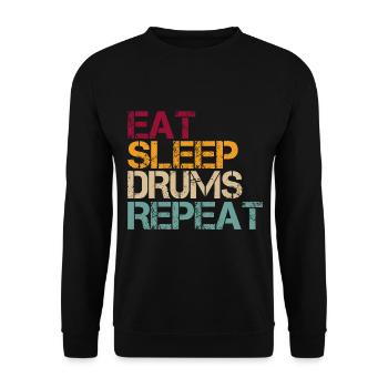 Drum Eat Sleep Repeat Retro Funny Saying - Unisex Sweatshirt - black - Front - Alina (178cm) & Michal (187cm)