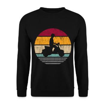 Motorroller Elektroroller Rollerfahrer Retro - Unisex Pullover - Schwarz - Vorne - Alina (178cm) & Michal (187cm)