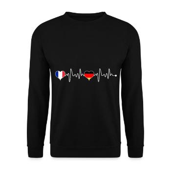 France Germany heartbeat flag heart - Unisex Sweatshirt - black - Front - Alina (178cm) & Michal (187cm)