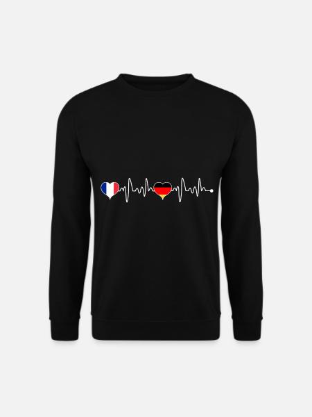 Frankreich Deutschland Herzschlag Flagge Herz - Unisex Pullover - Schwarz