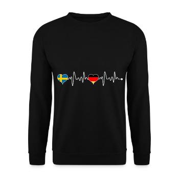 Drapeau de battement de coeur Suède Suède Allemagne - Sweat-shirt Unisexe - noir - Devant - Alina (178cm) & Michal (187cm)