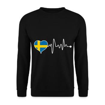 Schweden Land Schwedische Flagge Herz Herzschlag - Unisex Pullover - Schwarz - Vorne - Alina (178cm) & Michal (187cm)