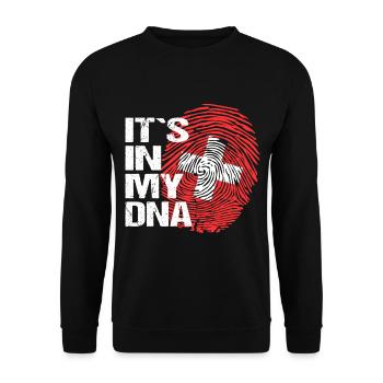 Schweiz Schweizer Flagge Spruch DNA Fingerabdruck - Unisex Pullover - Schwarz - Vorne - Alina (178cm) & Michal (187cm)