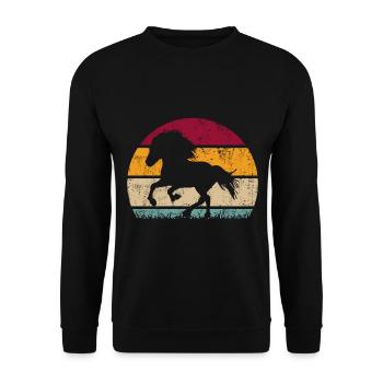 Cheval islandais Tölt silhouette rétro cheval islandais - Sweat-shirt Unisexe - noir - Devant - Alina (178cm) & Michal (187cm)