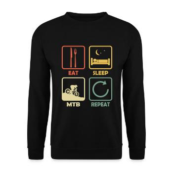 VTT VTT EAT Sleep Proverbe Retro Drôle - Sweat-shirt Unisexe - noir - Devant - Alina (178cm) & Michal (187cm)