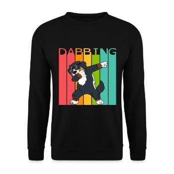 Bernese Berner Sennenhund Dabbing Tanzender Retro - Unisex Pullover - Schwarz - Vorne - Alina (178cm) & Michal (187cm)