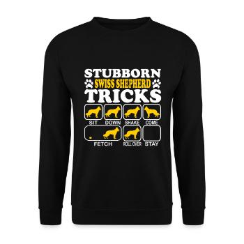 Swiss Shepherd Stubborn Tricks saying - Unisex Sweatshirt - black - Front - Alina (178cm) & Michal (187cm)