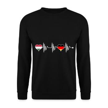 Ungarn Ungarisch Deutschland Herzschlag Flagge - Unisex Pullover - Schwarz - Vorne - Alina (178cm) & Michal (187cm)