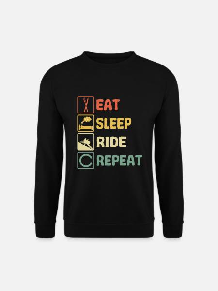 Achterbahn Freizeitpark Eat Sleep Spruch Retro - Unisex Pullover - Schwarz
