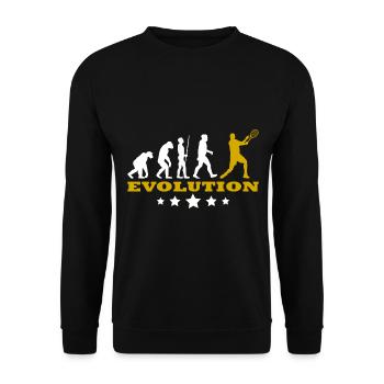 Tennis Tennisspieler Evolution Lustig für Herren - Unisex Pullover - Schwarz - Vorne - Alina (178cm) & Michal (187cm)