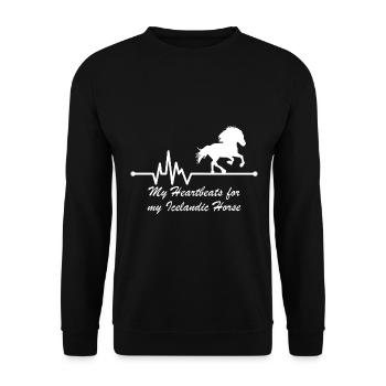 Icelandic horse Icelandic horse Tölt heartbeat with saying - Unisex Sweatshirt - black - Front - Alina (178cm) & Michal (187cm)