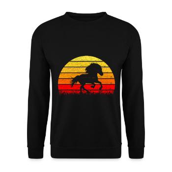 Icelandic horse iceland tölt sun retro silhouette - Unisex Sweatshirt - black - Front - Alina (178cm) & Michal (187cm)