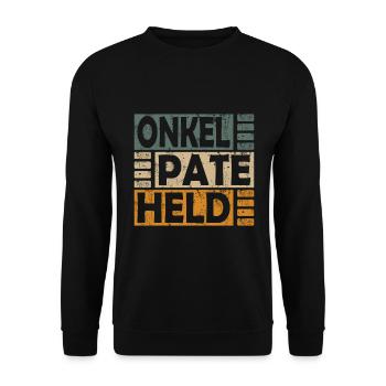 Patenonkel Onkel Pate Taufpate Taufe Retro Spruch - Unisex Pullover - Schwarz - Vorne - Alina (178cm) & Michal (187cm)