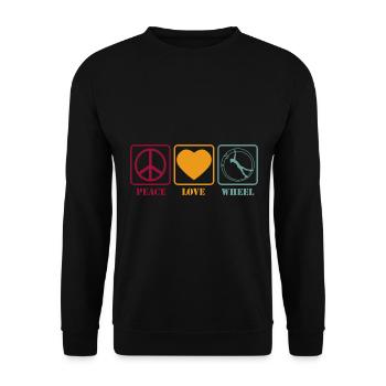 Gym Wheel Acrobatics Women Gymnastics Peace Love Retro - Unisex Sweatshirt - black - Front - Alina (178cm) & Michal (187cm)