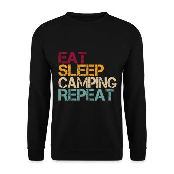 Eat Sleep Camping Vintage Retro Proverbe pour campeurs - Sweat-shirt Unisexe - noir - Devant - Alina (178cm) & Michal (187cm)
