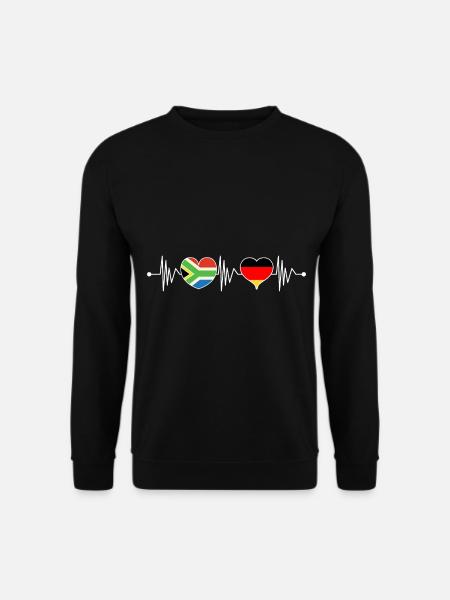 Südafrika Deutschland RSA Flagge Herz Herzschlag - Unisex Pullover - Schwarz