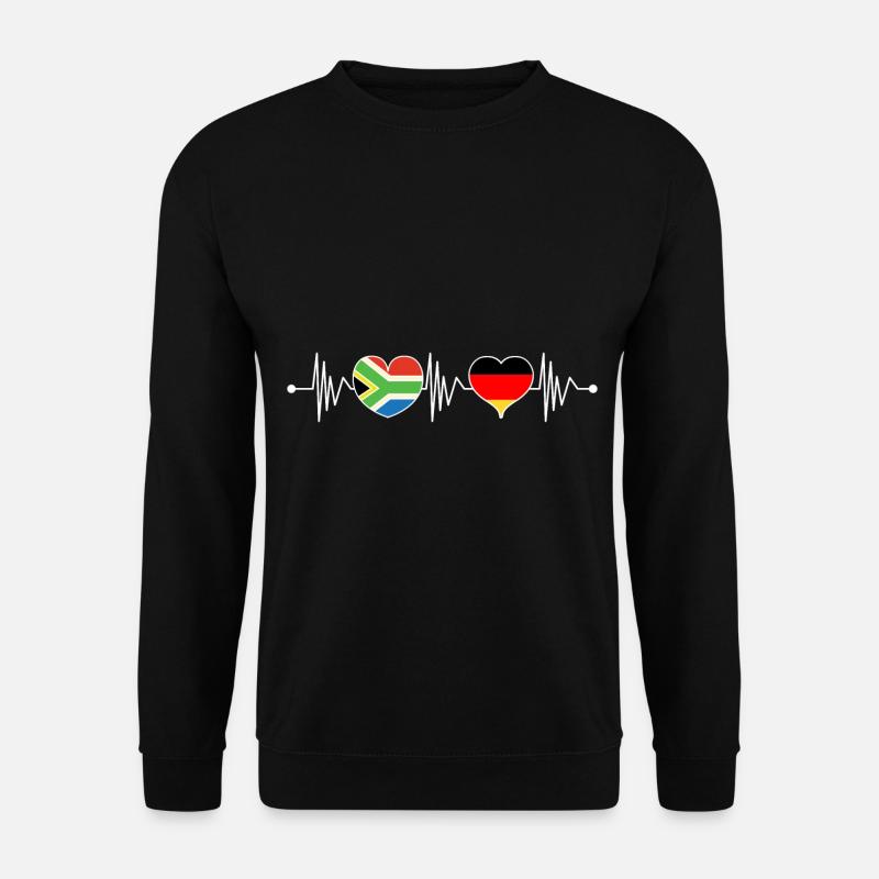 Südafrika Deutschland RSA Flagge Herz Herzschlag - Unisex Pullover - Schwarz