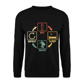 Skateboarder Skater Eat Sleep Skate disant rétro - Sweat-shirt Unisexe - noir - Devant - Alina (178cm) & Michal (187cm)