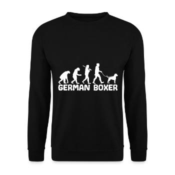 Deutsche Boxer Hundebesitzer Gassi Evolution - Unisex Pullover - Schwarz - Vorne - Alina (178cm) & Michal (187cm)