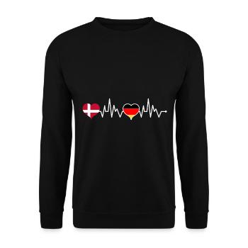 Denmark Germany flag Danish heart heartbeat - Unisex Sweatshirt - black - Front - Alina (178cm) & Michal (187cm)