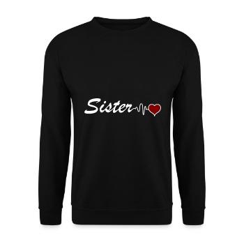 Sister heart sibling heartbeat - Unisex Sweatshirt - black - Front - Alina (178cm) & Michal (187cm)