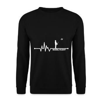 Modellflug Modellflugzeug Herzschlag Herzlinie - Unisex Pullover - Schwarz - Vorne - Alina (178cm) & Michal (187cm)
