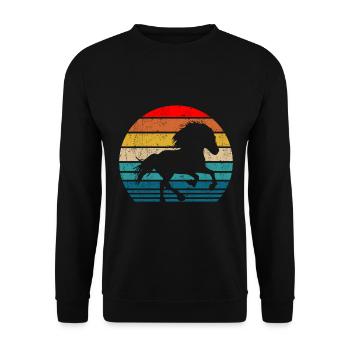 Islandpferd Tölt Pferderasse Retro Vintage Umriss - Unisex Pullover - Schwarz - Vorne - Alina (178cm) & Michal (187cm)