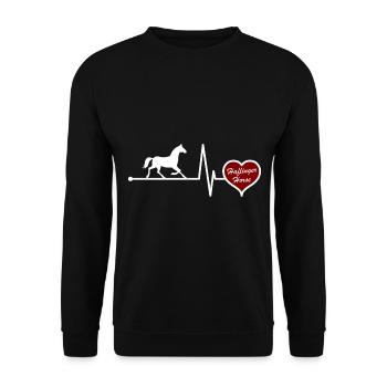 Haflinger Pferd Pferderasse Herzschlag - Unisex Pullover - Schwarz - Vorne - Alina (178cm) & Michal (187cm)