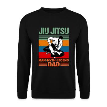 Jiu Jitsu Dad Kampfkunst Vater Spruch Retro - Unisex Pullover - Schwarz - Vorne - Alina (178cm) & Michal (187cm)